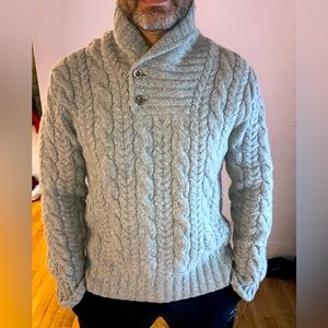 Polo Ralph Lauren Cable Knit Grandpa Cardigan Sweater Mens Medium M gray…